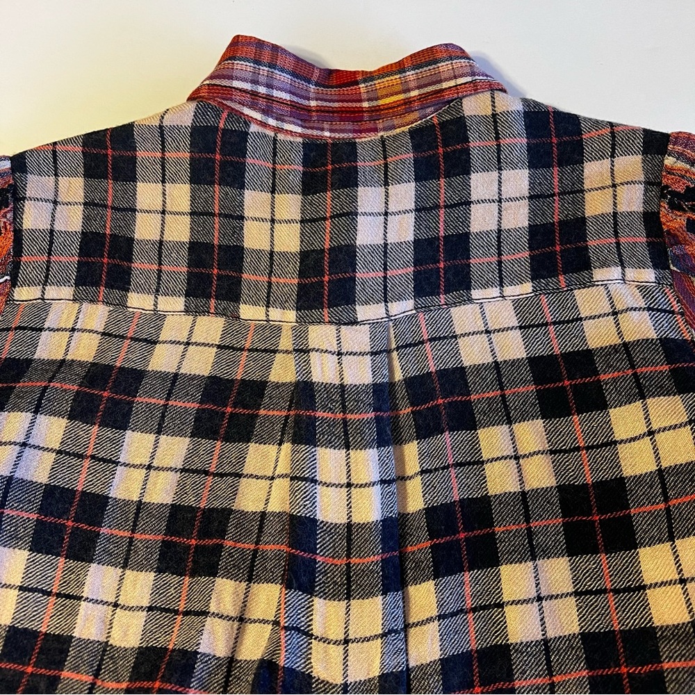 Free People Women’s Plaid Wool Blend Embroidered Long Sleeve Shirt Dress Sz S - Picture 11 of 13
